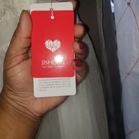 A-Line/Princess V-neck Sweep Train Tulle Wedding D - Picture 3 of 3